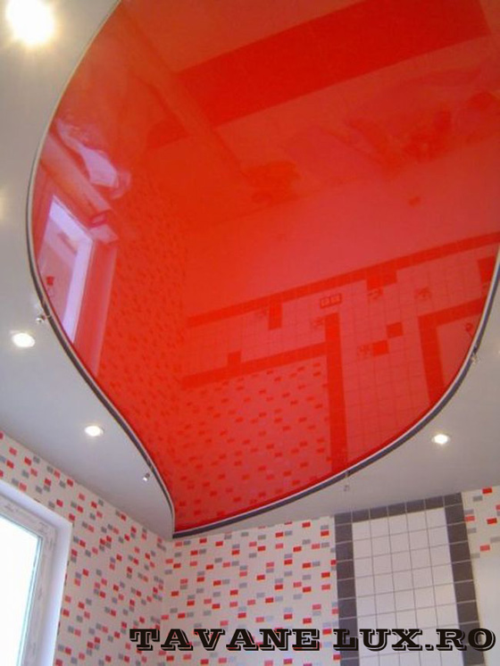 Tavan executat pentru baie decorat cu spot-uri