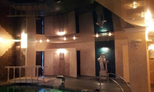 Tavan executat pentru Sauna, decorat cu Spot-uri