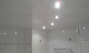Tavan executat pentru baie decorat cu spot-uri